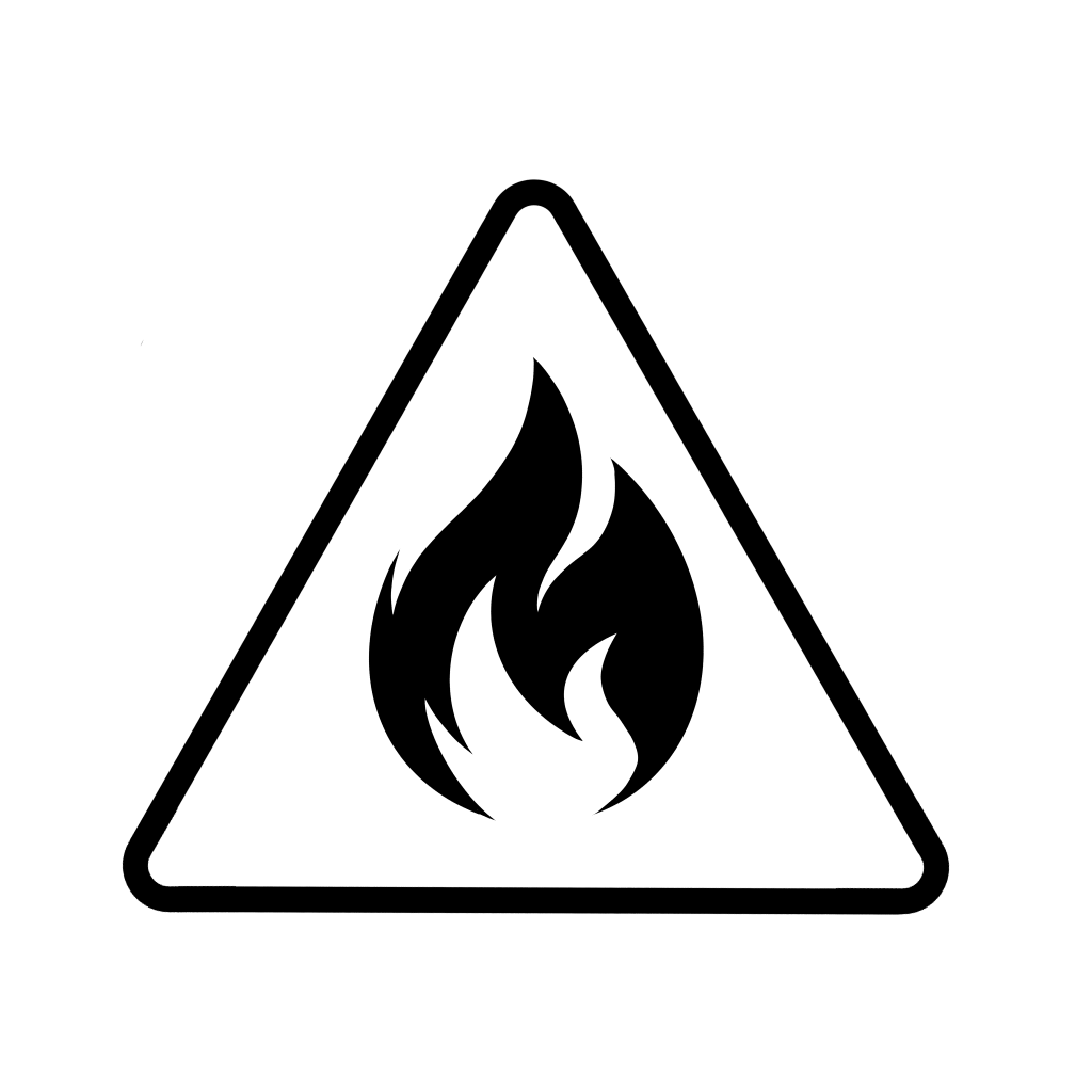 Triangle avec icone flamme